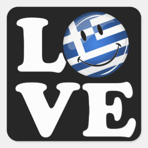 Love Greece   glimlach vlag Vierkante Sticker
