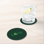 Love Green Clover modern St. Patrick's Day Ronde Kartonnen Onderzetter (Insitu)