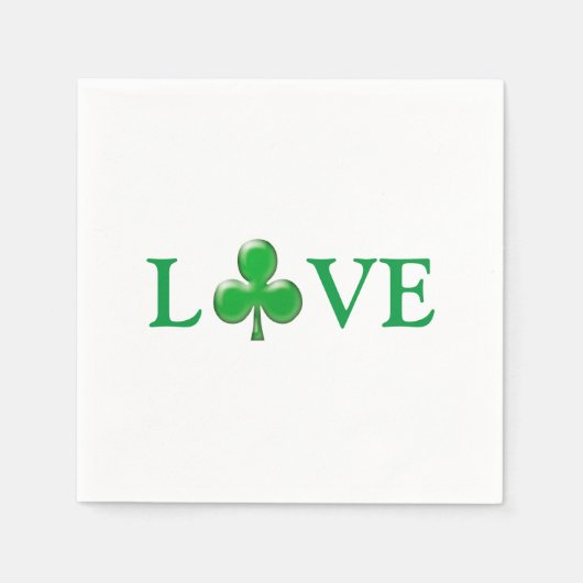 Love Green Clover Shamrock St. Patrick's Day paper Servet (Voorkant)