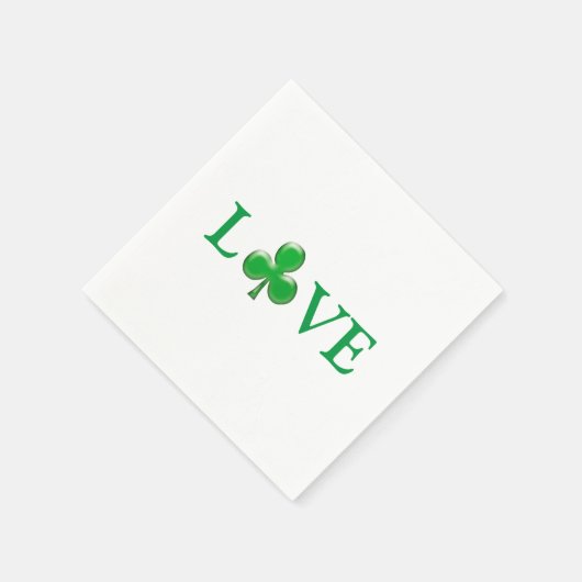 Love Green Clover Shamrock St. Patrick's Day paper Servet (Hoek)