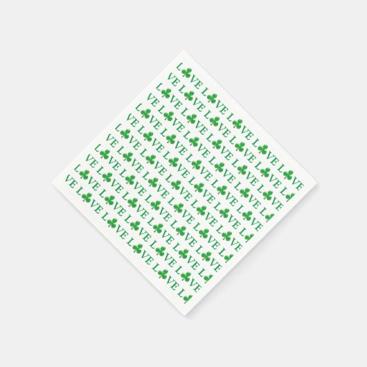 Love Green White Clover Shamrock Pattern modern Servet (Hoek)
