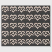 Love Grey on Black Cadeaupapier (Vlak)