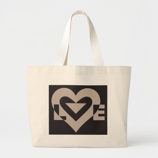 Love Grey on Black Grote Tote Bag (Voorkant)