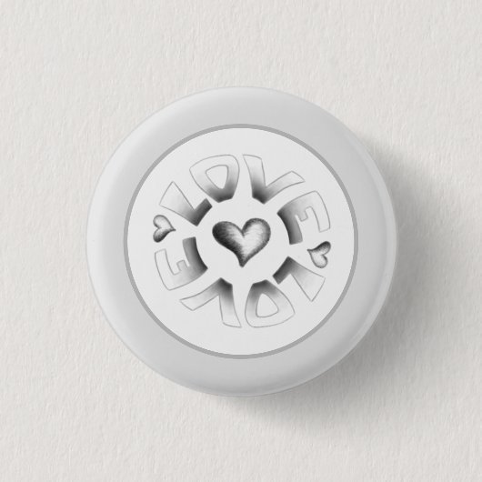 Love Grey Ronde Button 3,2 Cm (Voorkant)