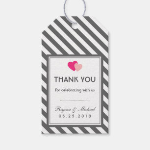 Love Grey Stripes Pattern Party Favor Gift Label Cadeaulabel