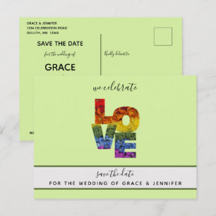 LOVE Groen Thema Same-Sex Bruiloft Save the Date Briefkaart