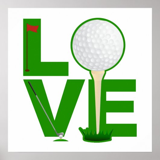 LOVE groene letters voor Golfafdruk Poster (Voorkant)