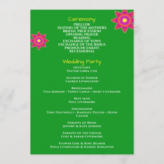 "Love Grows" Bright Floral Wedding Programmes (Dos)