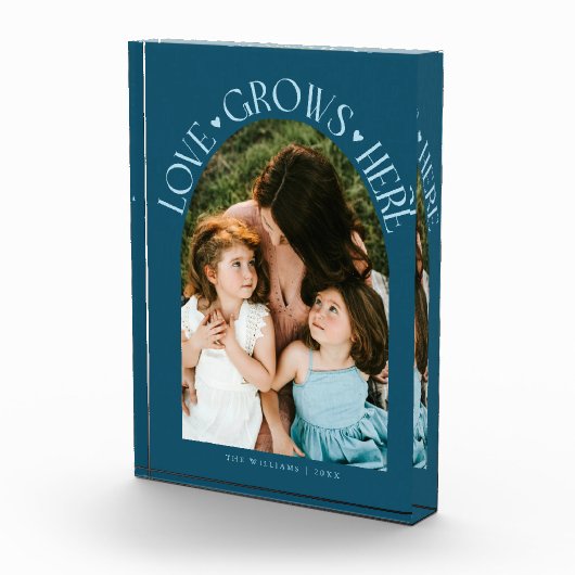 Love Grows Here Modern Arch Teal Fotoblokken (Rechts)