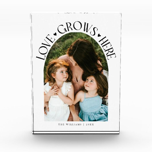 Love Grows Here Modern Boog Wit Fotoblokken (Voorkant)