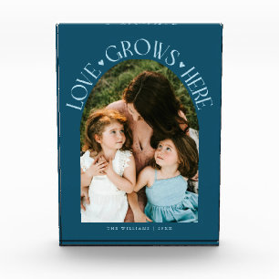 Love Grows Here Moderne Boog Teal Fotoblokken