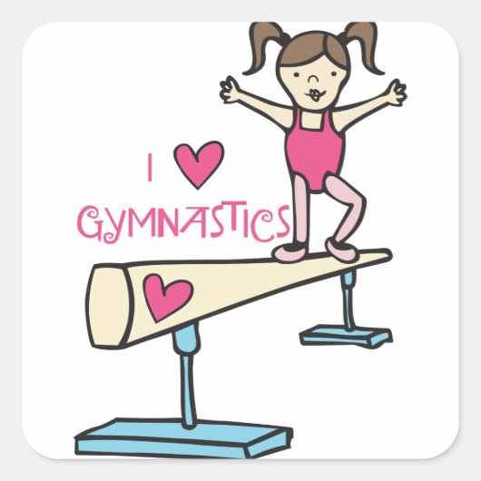 Love Gymnastics Vierkante Sticker (Voorkant)