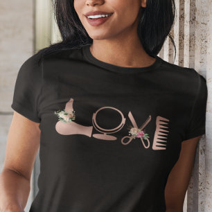 LOVE Hair Stylist Hairdresser Roos Gold Scissors T-shirt