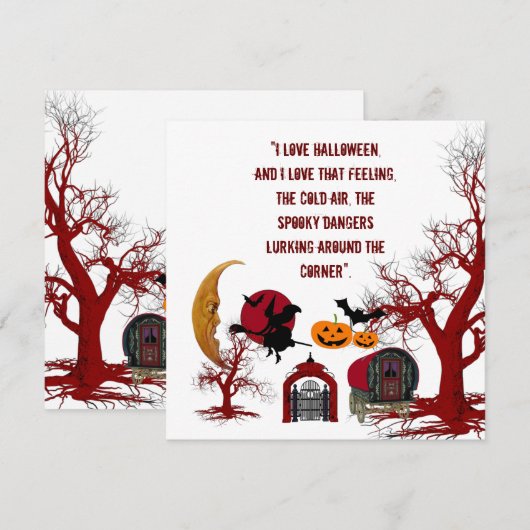Love Halloween Quote Spooky Witch Wagon Kaart (Voorkant / Achterkant)