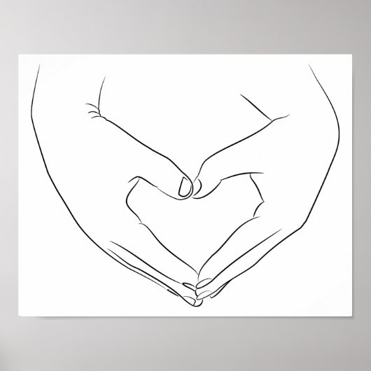 Love Hand Heart Line Art Drawing Cute Modern Poster (Voorkant)