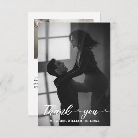 Love Hand Lettré Script Mariage Photo Merci (Devant / Derrière)