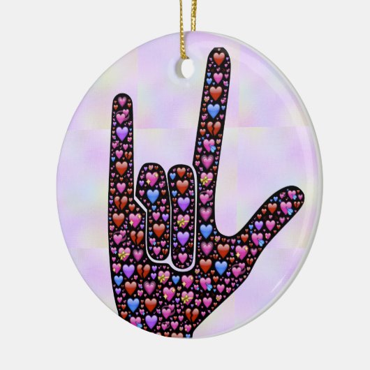 Love Hand Sign-versiering Keramisch Ornament (Links)