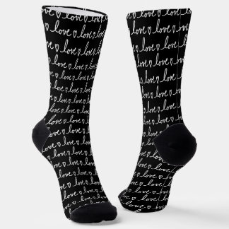 Love Handwritten Words Pattern Design Sokken