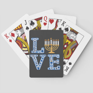 Love Hanukkah Jewish Holiday Menorah Pokerkaarten
