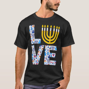 Love Hanukkah Menorah Jewish Pajama for Men Women T-shirt