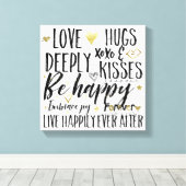 Love Happily Heart XOXO Canvas Afdruk (Insitu (Houten vloer))