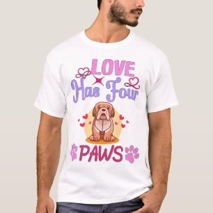 Love has four Paws Valentijnsdag Bulldog Couple T-shirt