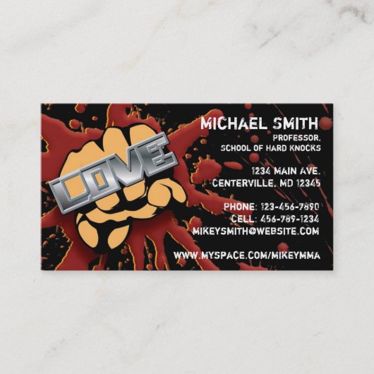 Love/Hate Fist Card Visitekaartje (Voorkant)