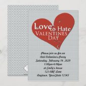 Love-Hate Valentijnsdag Party Invitation Kaart (Voorkant / Achterkant)