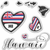 Love Hawaii, 3 Designs, Die Cut Stickers (Devant)