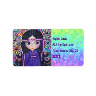 Love Headband Hippie Girl Doll Paars Psychedelic Etiket