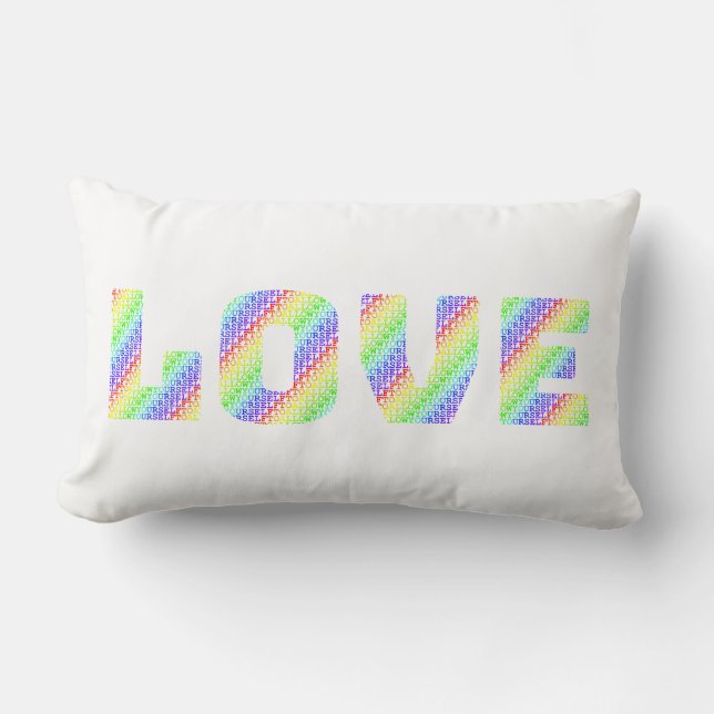 LOVE & HEAL: Dual-Sided Rainbow Affirmation Throw  Kussen (Voorkant)