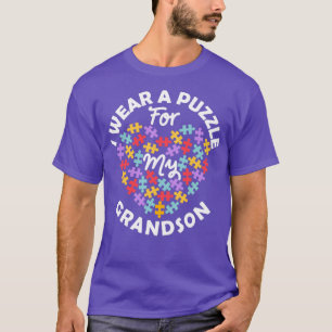 Love Heart Autism Awareness I Draag a Puzzle Grand T-shirt
