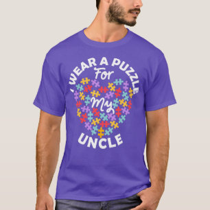 Love Heart Autism Awareness I Draag a Puzzle Oom T-shirt