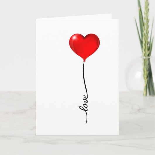 Love Heart Balloon Valentijns Kaart (Voorkant)