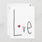 Love Heart Black Briefkaart (Voorkant / Achterkant)