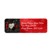 LOVE Heart Black Sand Script Modern Aangepast adre Etiket (Voorkant)