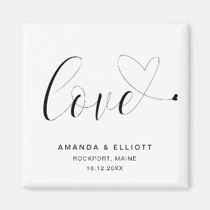 Love Heart Black White Cute Wedding Favor Magneet