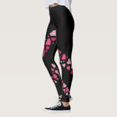 Love Heart Bum Leggings Black mignon Coeurs roses (Gauche)