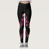 Love Heart Bum Leggings Black mignon Coeurs roses (Devant)