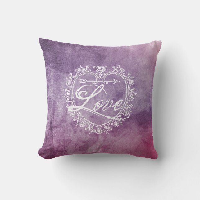  Love Heart Colorful Waterverf Kussen (Voorkant)