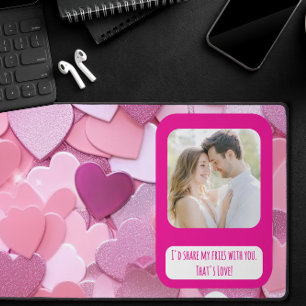 Love Heart Confetti Deel mijn frietjes Bureaumat