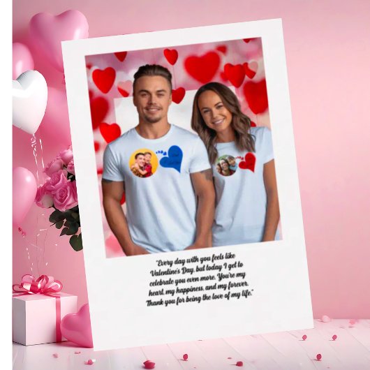 Love Heart Couple Photo Message Valentines Carte