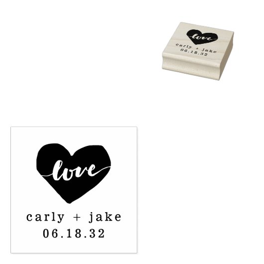 Love Heart Custom Weddenschap Stamp Rubberstempel (Gestempeld)