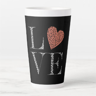 Love Heart Design – Red Gradient Heart on Black  Latte Mok