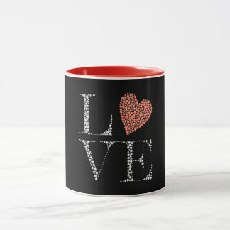 Love Heart Design – Red Gradient Heart on Black  Mok
