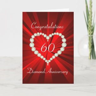 Love Heart Diamond 60th Anniversary Kaart