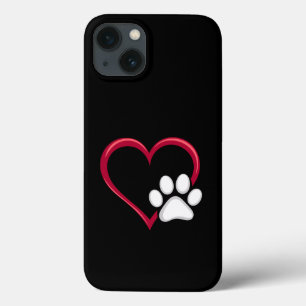 Love Heart Dog Paw Valentijnsdag Hondenliefhebber iPhone 13 Hoesje