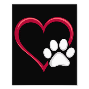 Love Heart Dog Paw Valentijnsdag Hondenliefhebber Foto Afdruk
