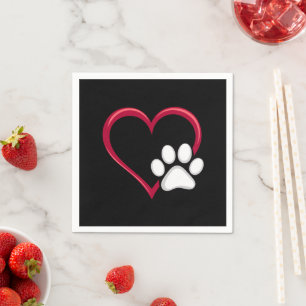 Love Heart Dog Paw Valentijnsdag Hondenliefhebber Servet