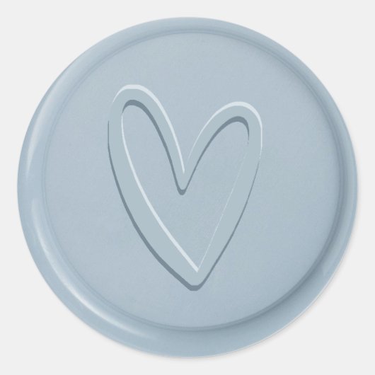 Love Heart Dusty Blue Wax Seal Sticker (Voorkant)